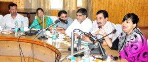 Deputy Commissioner, Yasha Mudgal chairing officers meeting at Baramulla on Tuesday.