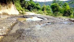 Potholes on Reasi-Katra road.