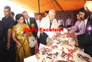 September-20, 2015- SRINAGAR: Jammu and Kashmir Chief Minister, Mufti Mohammad Sayeed with Director General of Police (DGP), K. Rajandra Kumar visit at a stall after inaugurated the day long Police-Public Mela at Bakshi Stadium in Srinagar, on Sunday. Photo/Mohd Amin War
