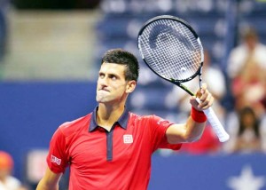  Novak Djokovic of Serbia waves to the crowd after defeating Andreas Haider-Maurer of Austria on day three of the 2015 U.S. Open tennis tournament at USTA Billie Jean King National Tennis Center.  (UNI )