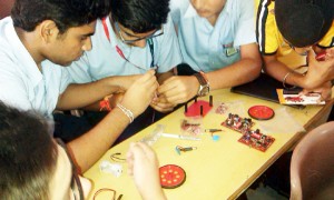 Students of Banyan International School during the workshop on Robotics. 