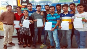 Students of IFBI Jammu, who have been placed in ICICI Bank. 