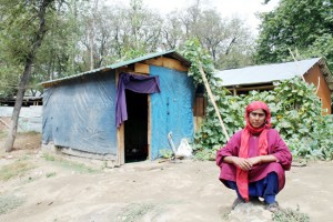 The tin sheds in Aarigatnoo village of Kulgam constructed for flood victims of 2014.— Excelsior/Sajjad Dar
