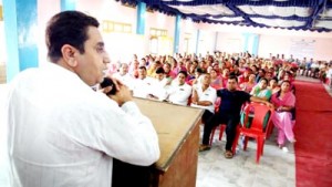 MLA Kathua, Rajiv Jasrotia, addressing a gathering on the concluding day of ‘Punarjagran’ at Kathua.