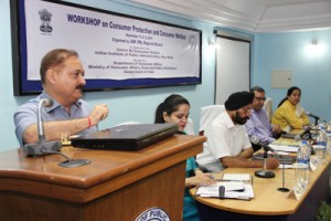 Divisional Commissioner Dr Pawan Kotwal speaking during a workshop at Jammu on Friday.