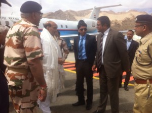 Union Home Minister Rajnath Singh at Leh before leaving for Nyoma.