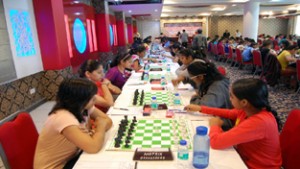 Players focusing and concentrating while making moves during matches of 41st National Sub Junior Chess Championship at Jalsa Retreat in Jammu on Thursday.