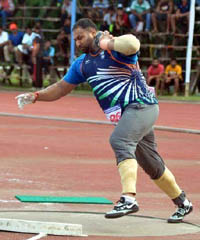 Indrajeet Singh, Asian Shot Put Champion in action.
