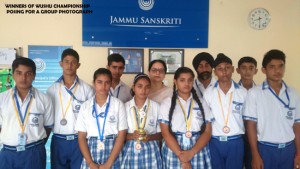 Winners of Jammu Sanskriti School posing for group photograph on Thursday.