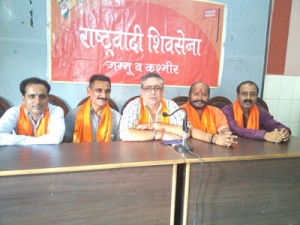 RSS leaders at a press conference in Jammu on Friday.