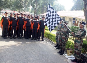 Major General B K Guha, Chief of Staff 16 Corps flagging off Trekking Expedition on Monday.
