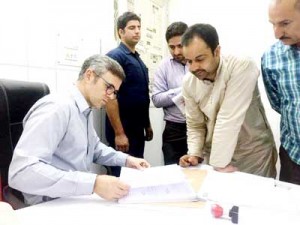 Former Chief Minister, Omar Abdullah reviewing the functioning of Health Sector in Beerwah on Friday.