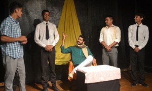 A scene from the play ‘Power’ staged by Natrang in its Sunday Theatre Series at Jammu. 