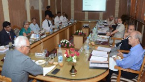 Governor N N Vohra chairing 56th meeting of Shri Mata Vaishno Devi Shrine Board on Saturday.