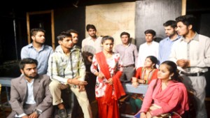 A scene from the play 'Bahut Bada Sawaal' staged by Natrang on Saturday.