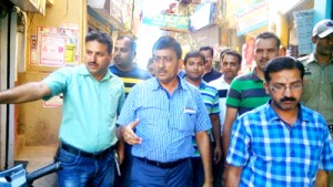 MLC Vibodh Gupta taking stock of developmental works in Rajouri on Friday. -Excelsior /Bhat