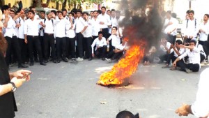 GDC students protesting at Doda.-Excelsior/ Tilak Raj