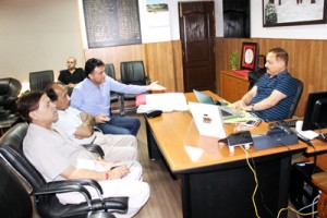Katra hoteliers during meeting with Div Com Jammu on Saturday.