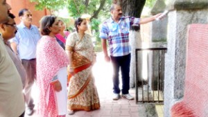 MoS Education Priya Sethi inspecting ongoing work at Sri Ranbir Higher Secondary School on Tuesday.