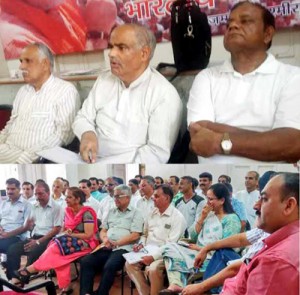 BJP leaders during meeting at Jammu on Wednesday.
