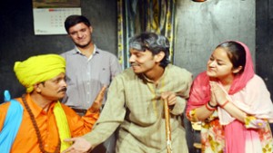 A scene from the play 'Poorav Aur Paschim' directed by Balwant Thakur and presented in Natrang's weekly show Sunday Theatre.