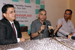 Dr K K Talwar interacting with media persons at Jammu on Saturday. -Excelsior/Rakesh