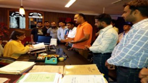 ReTs apprising Director School Education of their demands on Thursday.