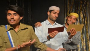 A scene from the play ‘Eid Card’ staged by Natrang in Sunday Theatre Series.