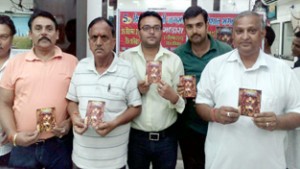Subash Shastri, president, National Mazdoor Conference during release of booklet “Aarti Sangrah” on Tuesday.
