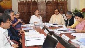 Union Minister for Urban Development, Housing and Urban Poverty Alleviation and Parliamentary Affairs,  M. Venkaiah Naidu holding a follow up meeting to deliberate upon rationalisation and streamlining of the process pertaining to approvals of building plans and constructions, in New Delhi on Wednesday.