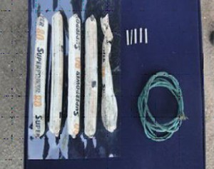 Explosives recovered in Rajouri on Friday.