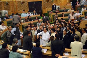 NC and Congress members protesting in the Well of the Assembly on Tuesday. (UNI)