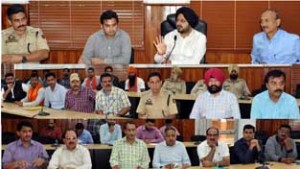 Deputy Commissioner Simrandeep Singh reviewing Diwali arrangements in a meeting at Jammu on Monday.