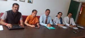 Dignitaries during meeting at Jammu on Saturday.