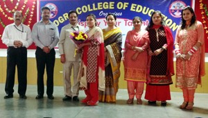 Dignitaries during Display Your Talent Programme at Dogra College of Education in Jammu. 