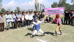 Players in action during 2-day Tournament under RGKA at Pulwama. -Excelsior/ Younis Khaliq