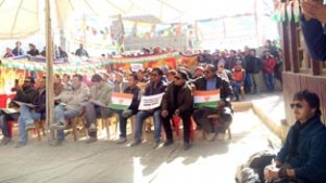 PYC activists taking out Yuva Akrosh Yatra in Leh town on Saturday. 