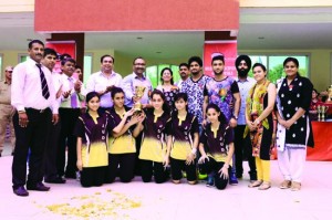 Winners posing along with chief guest, Dilbag Singh and other dignitaries during concluding function of North Zone Judo CBSE Cluster at GD Goenka Public School in Jammu.