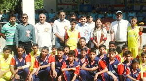 Winners posing for group photograph alongwith chief guest and other dignitaries at Udhampur.
