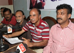 AMCCC leaders at a press conference at Jammu on  Thursday. —Excelsior/Rakesh