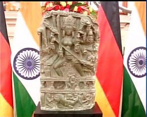 The 10th century Durga idol which was returned by Germany to India on Monday. It was from a temple in Pulwama district of Jammu & Kashmir. (UNI)