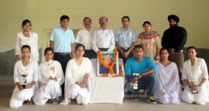 Students and Staff members posing during the celebration of ‘World Student Day’ at GLDM Degree College on Thursday.