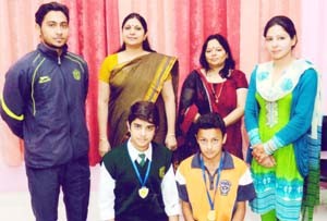 Medal winners of CBSE Championship posing alongwith dignitaries at DPS Jammu on Friday.