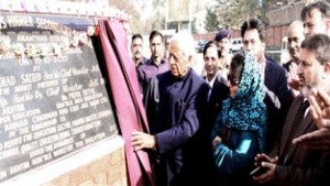 Chief Minister, Mufti Mohd Sayeed along with Member Parliament Mehbooba Mufti inaugurating Model School at Bijbehara on Tuesday.