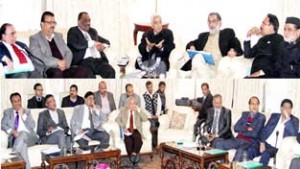 Chief Minister, Mufti Mohd Sayeed interacting with a delegation of Council for Leather Export at Srinagar on Tuesday.