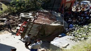 Ill-fated vehicle after accident at Kishtwar. -Excelsior/ Tilak Raj