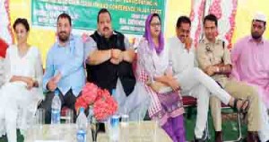 National Conference Provincial President Devender Singh Rana at all faiths congregation at Sunjwan on Wednesday.