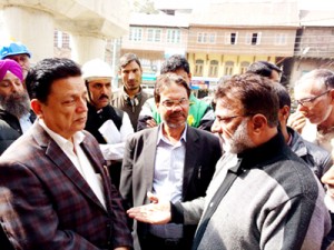 CEO ERA, Vinod Sharma interacting with officers during inspection of ongoing works at Srinagar on Saturday.