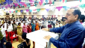 Union Minister Dr Jitendra Singh addressing  BJP workers after the National Unity pledge ceremony on the occasion of Sardar Vallabhbhai Patel's birth anniversary at Chennai on Saturday.