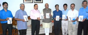 Union Minister Dr Jitendra Singh releasing a book titled "I, the Citizen" at New Delhi on Wednesday. Also seen in the picture are author of the book R.Balasubramaniam, BJP National Vice President Vinay Sahastrabuddhe and "Vision India Foundation" head Nomesh Bolia.